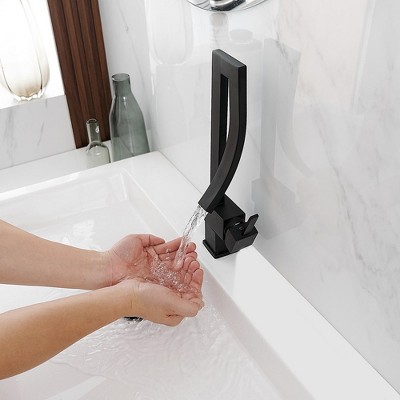 Matte Black Modern High-Arc Single Handle Bathroom Faucet