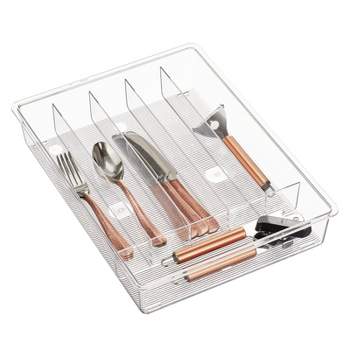 mDesign Plastic 6-Section In-Drawer Kitchen Utensil Organizer Tray - Clear