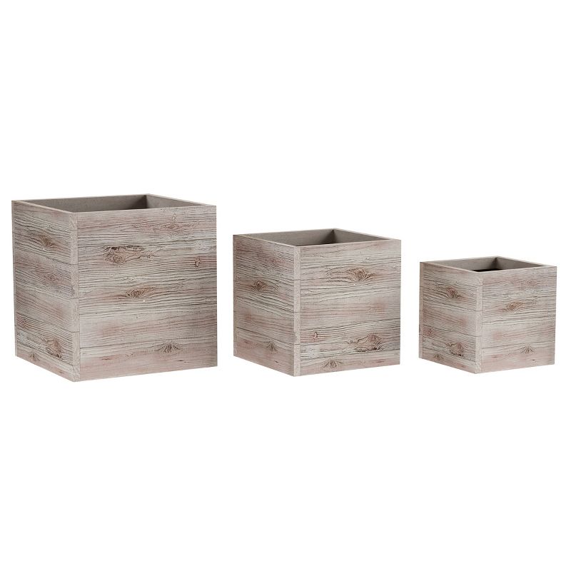 Pure Garden 3-Piece Square Planter Set - Fiber Clay Pots with Drainage Holes for Herbs, Plants, and Flowers, 5 of 9
