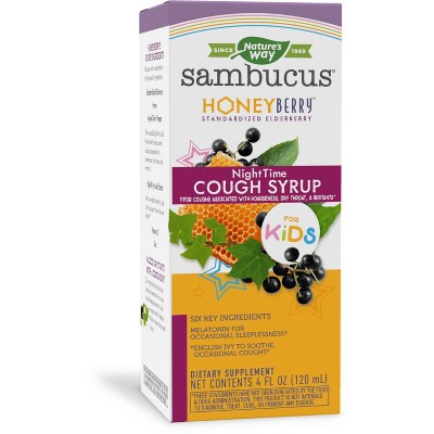 Nature's Way Sambucus HoneyBerry Nighttime Cough Syrup for Kids with Elderberry - 4 fl oz
