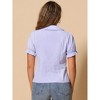 INSPIRE CHIC Women's Vintage Bow Tie Solid Peter Pan Collar Office Button Up Shirt - 4 of 4