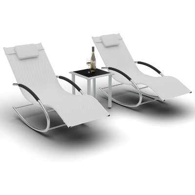 WhizMax Modern Outdoor Lounge Set with Armrest Adjustable Chairs and Side Table, Patio Recliner for Deck, Balcony, Lawn