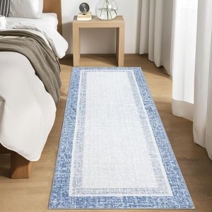 Modern Machine WashableArea Rug with Non Slip Backing Low Pile Accent Rug Foldable Contemporary Indoor Carpet - 1 of 4