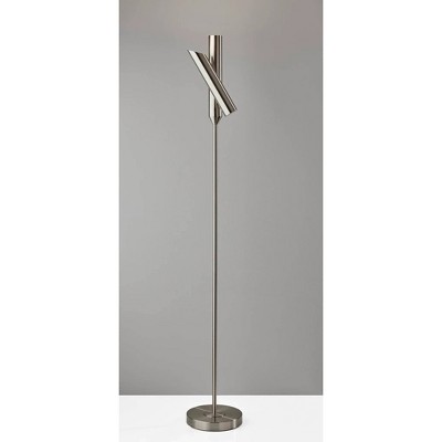 Adjustable Brushed Steel LED Torchiere Lamp with Touch Dimmer