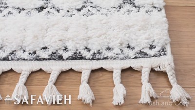 Ivory Diamond Shag Rectangular Synthetic Area Rug