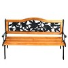 Tangkula Garden Cast Iron Bench Porch Path Loveseat Hardwood Chair for Patio Park - 2 of 4