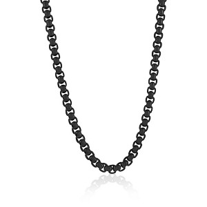 Metallo Stainless Steel, 5mm Round Box Chain Necklace - Black Plated - Black - 24 Inch - 1 of 4