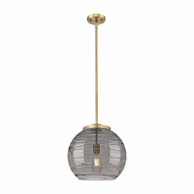 Athens Deco Swirl - 1 Light Stem Hung Pendant In Industrial Style-14.88 Inches Tall and 13.75 Inches Wide