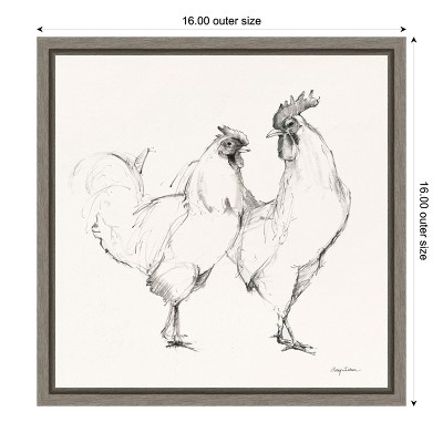 Avery Tillmon Rooster Print on Canvas with Graywash Frame, 16 x 16 in.