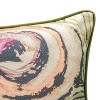 12"x24" Oversized Watercolor Peacock Feather Print Faux Linen Front with Velvet Back and Welt Lumbar Throw Pillow Beige - Edie@Home - 4 of 4
