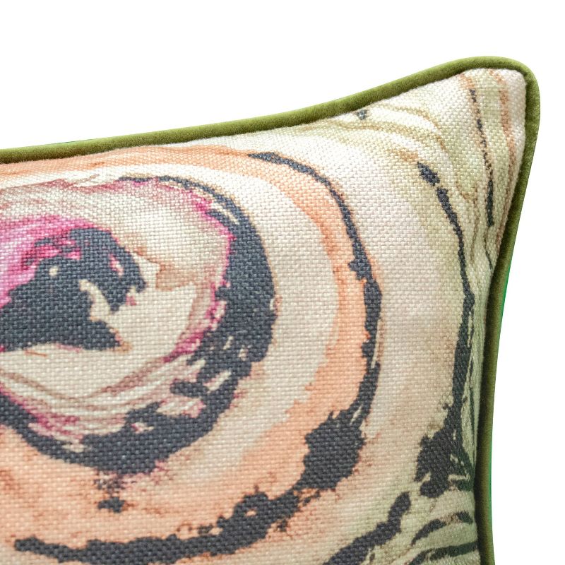 12&#34;x24&#34; Oversized Watercolor Peacock Feather Print Faux Linen Front with Velvet Back and Welt Lumbar Throw Pillow Beige - Edie@Home, 5 of 9