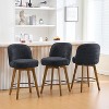 Bekrvio 26" Swivel Counter Height Bar Stools Set of 1/2/3/4,Fabric Upholstered Bar Chairs with Walnut Wood Legs, Counter-Height Kitchen Island Stools - 2 of 4