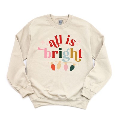 Simply Sage Market Women's Graphic Sweatshirt All Is Bright Christmas Lights