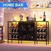 Farmhouse Wine Bar Cabinet with Wine Rack and Glass Holder, Rustic Coffee Bar with Led Light - 4 of 4