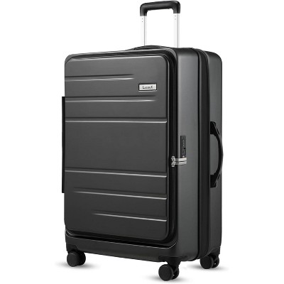 LUGGEX 28 Inch Luggage with Spinner Wheels, Expandable PC Hard Shell Checked Suitcase with Front Opening, Lightweight, Charcoal Metallic