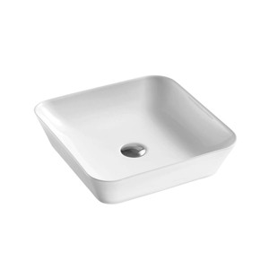 ChicFurnit Bathroom Sinks Vessel Sink Square Sink Vanity Sink Art Basin Countertop Bathroom Sink for Bathroom, White, 17.12"*17.12"*0.63" - 1 of 4
