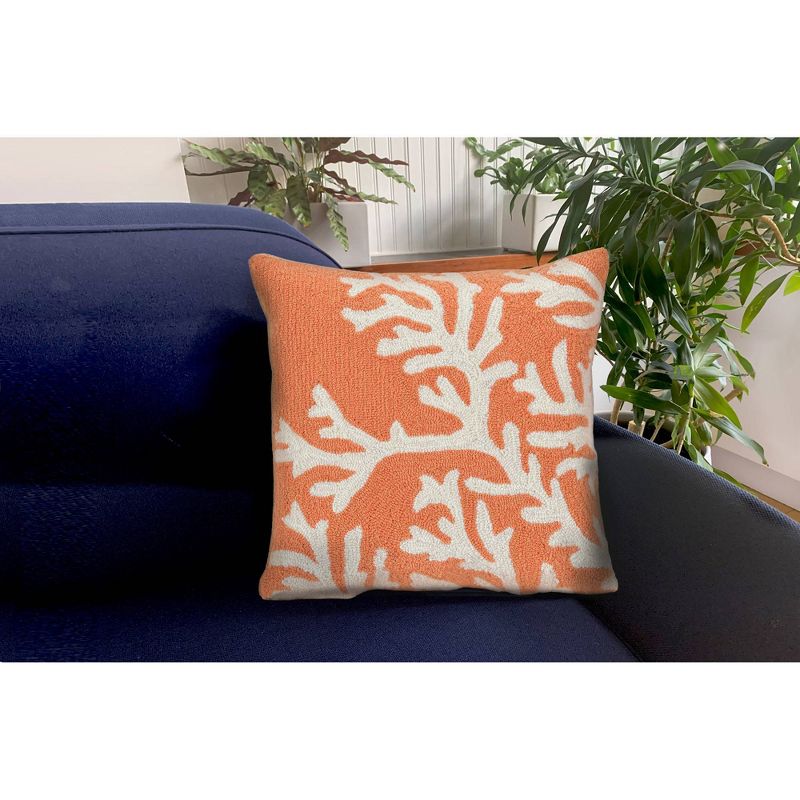 18&#34;x18&#34; Front Porch Coral Print Indoor/Outdoor Square Throw Pillow Orange - Liora Manne, 5 of 7