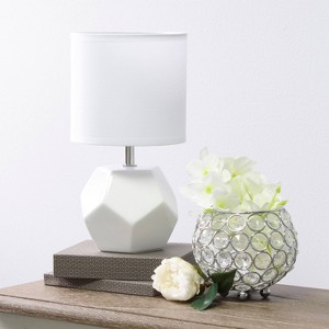 Simple Designs 10.24" Round Geometric Prism Mini Table Lamp with Matching Fabric Shade - 1 of 4