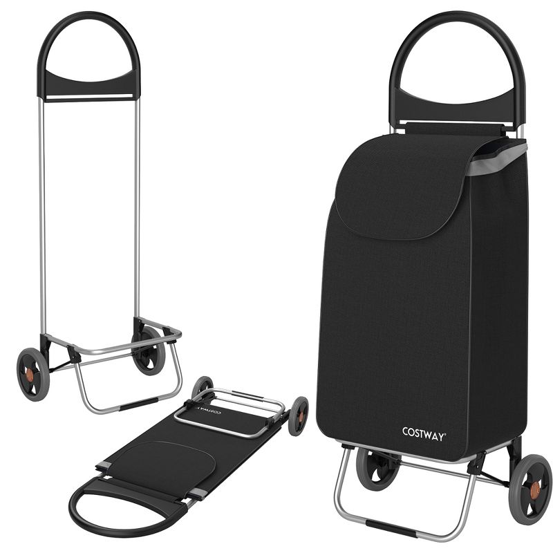 Costway Folding Shopping Cart Grocery Utility Cart Hand Truck with Removable Bag Black/Blue/Red, 1 of 11