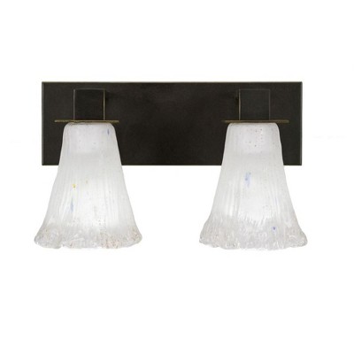 Toltec Lighting Apollo 2 - Light Vanity in  Dark Granite with 5.5" Fluted Frosted Crystal Shade