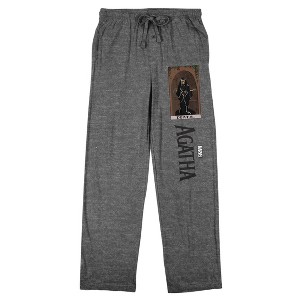 Agatha All Along Death Tarot Card Adult Gray Heather Sleep Pajama Pants - 1 of 4