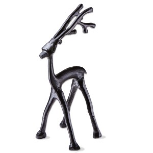 tag Small Cast Aluminum Reindeer Statue - Decorative Holiday Decor for Christmas - Black Animal Figurine 5.5" L x 4.75" W x 11" H - 1 of 2