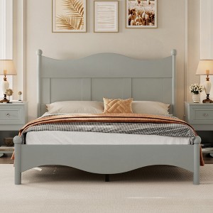 Queen Size Platform Bed with Wooden Slat Support for Bedroom - 1 of 4