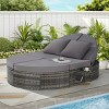 Outdoor Patio Round Recliner,Rattan Patio Recliner With Adjustable Backrests And Cushions,Recliner For Backyard Poolside-Cuddlewood - 2 of 4