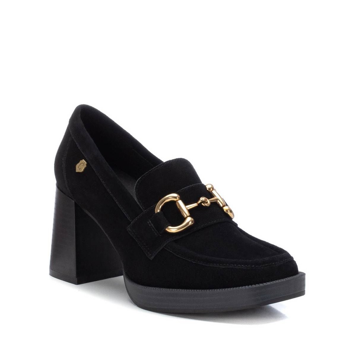 Женские туфли Carmela Collection, Women's Suede Heeled Loafers 161209 - Black, 9 — фото 3