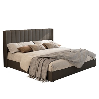 AMERLIFE Lift Up Storage Bed Frame with Vertical Channel Tufted Headboard and Wingback
