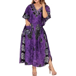 HAPPY BAY Women's Summer Batik Caftan Long Loungewear Dashiki House Dress with Pockets Sleepwear for Women Nightgown plus size - 1 of 4