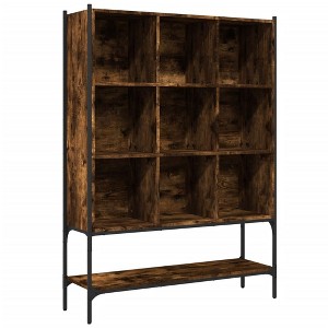 vidaXL Smoked Oak Bookcase/Storage Rack - Steel & Engineered Wood Room Divider Bookshelf - 40.2"x11.8"x55.7" for Living Room, Study, Bedroom - 1 of 4