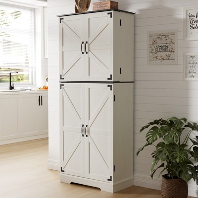 Vipbear 71" Kitchen Pantry With Classified Pantry Door, Storage Cabinet With Organizer, Drawer