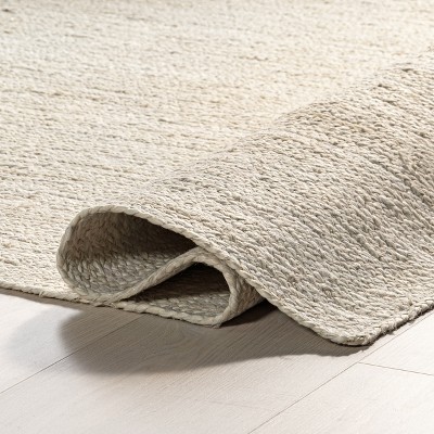 Handmade Off-White Braided Jute Rectangular Area Rug