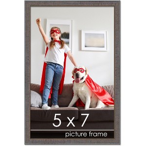 PosterPalooza | Photo Size Textured Grey Picture Frame - UV Acrylic, Foam Board Backing, Hanging Hardware - 1 of 4