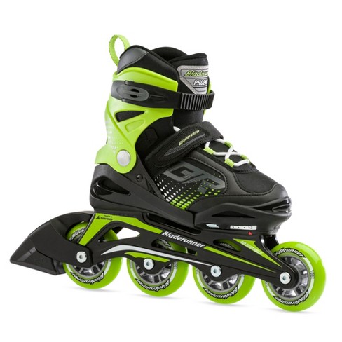 Rollerblade Bladerunner Phoenix Boys Outdoor Adjustable Inline Roller Skates, 2 6, Black/green : Target