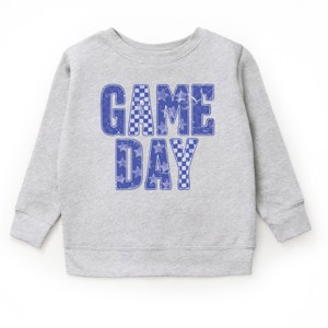 Game Day Blue Checkered - Kids Toddler Graphic Sweatshirt and Kids Youth Graphic Sweatshirt - 1 of 2