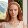 Unique Bargains Women's Straight Long Hair Wig 13x4in 180 Real Human Hair Yellow Brown 1 Pc - 2 of 4