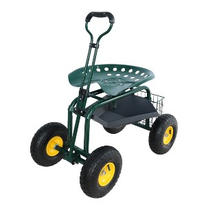 Garden trolley Rolling work chair with wheels, garden stool for planting, 360 degree swivel seat, station wagon scooter with steering handle - 1 of 1
