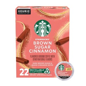 Starbucks Keurig Medium Dark Roast Brown Sugar Cinnamon Coffee Pods - 22 K-Cups - 1 of 4