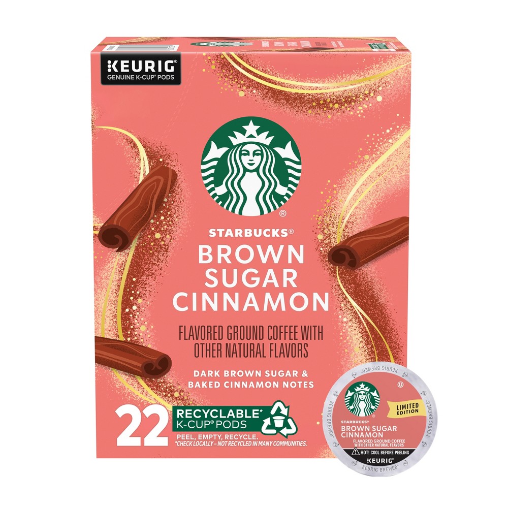 Photos - Coffee Starbucks Keurig Medium Dark Roast Brown Sugar Cinnamon  Pods - 22 K-Cups 