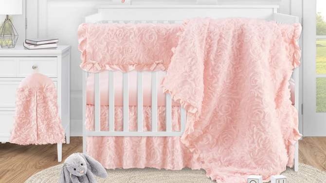 Sweet Jojo Designs Girl Baby Crib Bedding Set - Rose Collection Pink 4pc, 2 of 8, play video