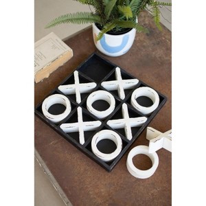 Wooden Tic-Tac-Toe Game 2"H, Black Distressed Painted Wood (Set of 2) By Kalalou - 1 of 3