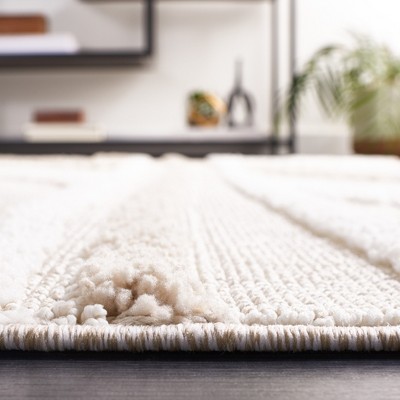 Modern Ivory Geometric 54'' Flat Woven Synthetic Area Rug