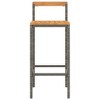 vidaXL Bar Stools 4 pcs Gray Poly Rattan and Solid Wood Acacia - 4 of 4