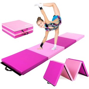Matladin 8' Folding Gymnastics Gym Exercise Aerobics Mat, 8ft x 2ft x 2in PU Leather Tumbling Mats with Hook & Loop Fastener - 1 of 4