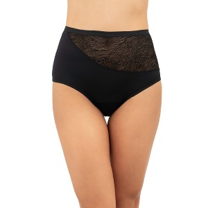 Saalt Leak Proof Period Underwear Regular Absorbency - Soft-Stretch European Lace High Waist Briefs - 1 of 4