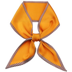 INSPIRE CHIC Women's Houndstooth Skinny Long Satin Silky Ribbon Neck Scarves 1Pc - 1 of 4
