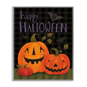 Stupell Industries Pumpkins & Bat on Plaid, 24'' x 30'' - 1 of 4