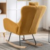 35.5 in. Soft Teddy Fabric Rocking Chair with Pocket for Living Room Bedroom - 4 of 4